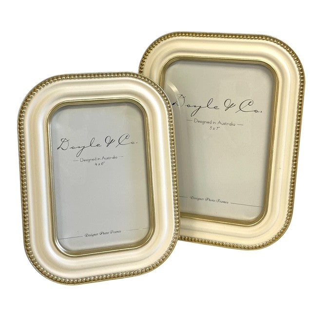 188G Cream W/Gold Bead Frame 4X6