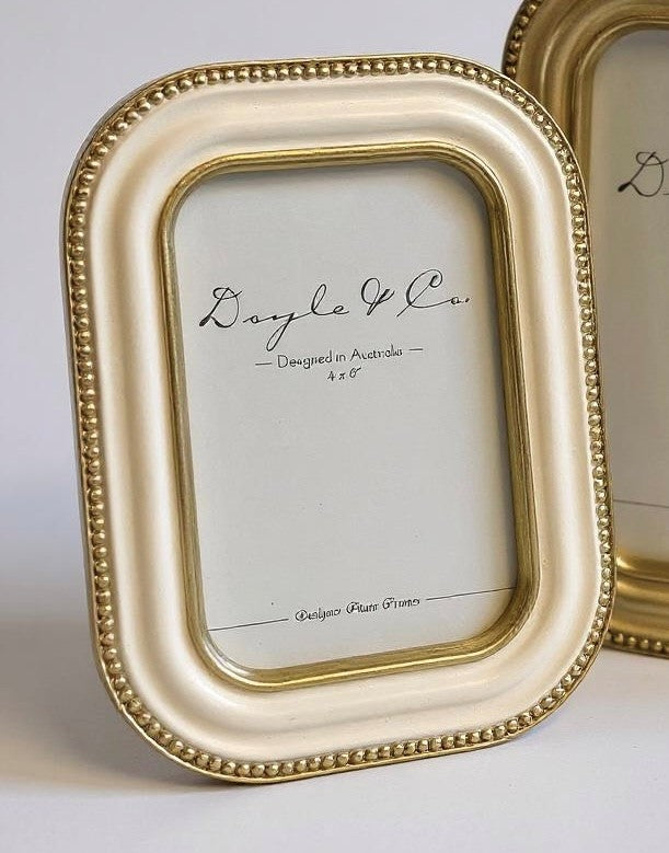 188G Cream W/Gold Bead Frame 4X6