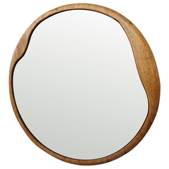 60x60cm Mid-Century Asymmetric Wood-Framed Wall Mirror 60.5x2x60cm
