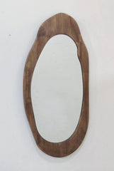 7cm Mid-Century Asymmetric Wood-framed Wall Mirror 32x2x70cm
