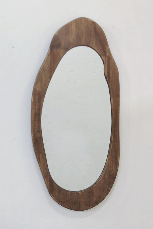 7cm Mid-Century Asymmetric Wood-framed Wall Mirror 32x2x70cm