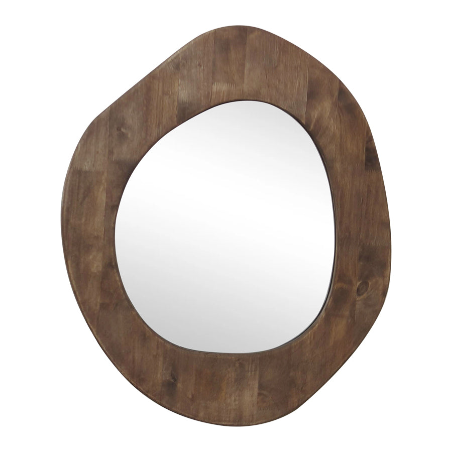 65cm Mid-Century Asymmetric Wood-Framed Wall Mirror 54x2x65cm