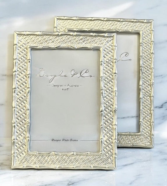 189M Pearl Silver Bamboo Weave Frame 4X6