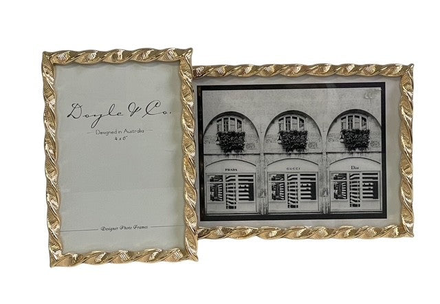 189H Gold Textured Twirl Frame 4X6