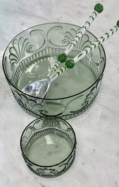 17Gr - Acrylc Snck Bowl Scollop Des Green 13X7