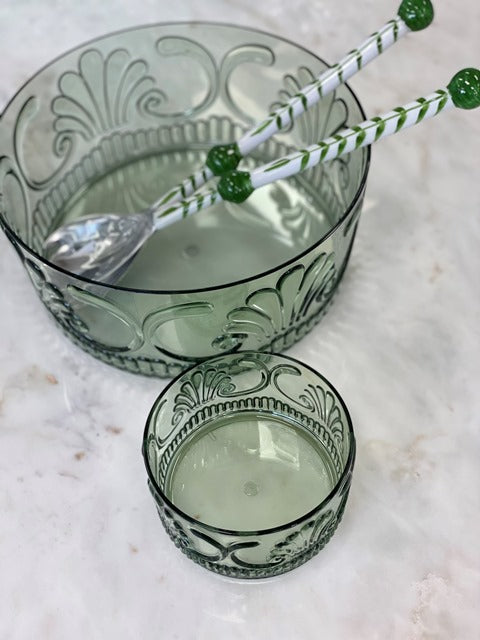 17Gr - Acrylc Snck Bowl Scollop Des Green 13X7