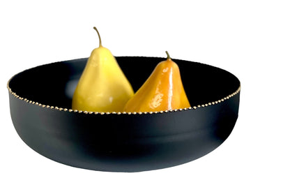 190E - Matt Black Bowl W/Gold Studs 31X10