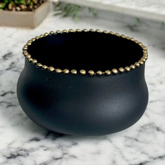 190C - Matt Black Nut Bowl W/Gold Studs