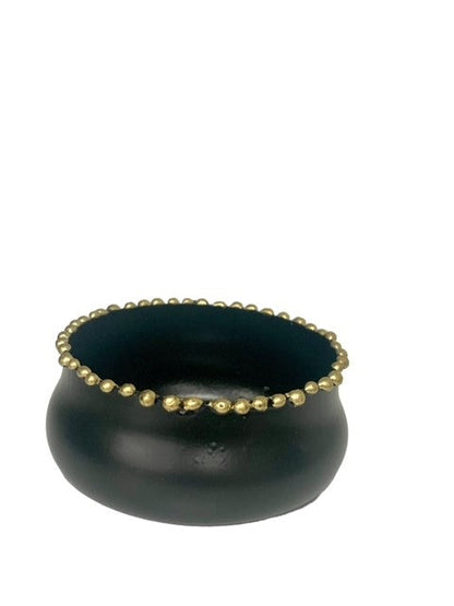 190C - Matt Black Nut Bowl W/Gold Studs