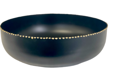 190E - Matt Black Bowl W/Gold Studs 31X10