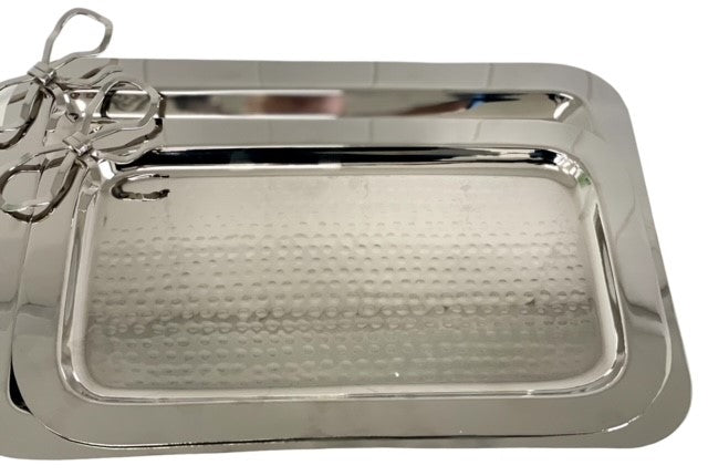192A Hammer Rectangle Tray W/Bow Small 38.5X23Cm