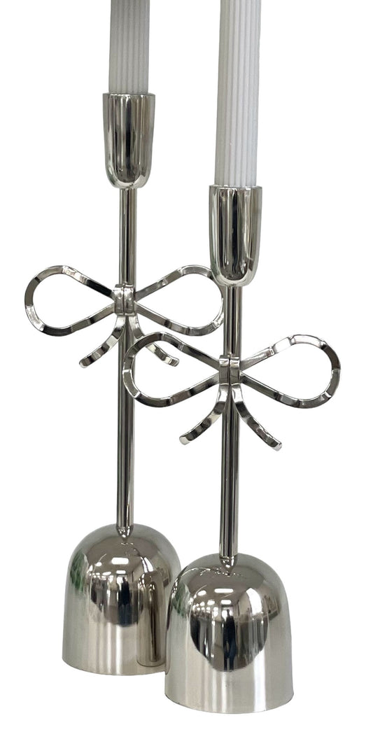 192F Bow Candle Stand Nickel Medium 35Cm X 4Cm
