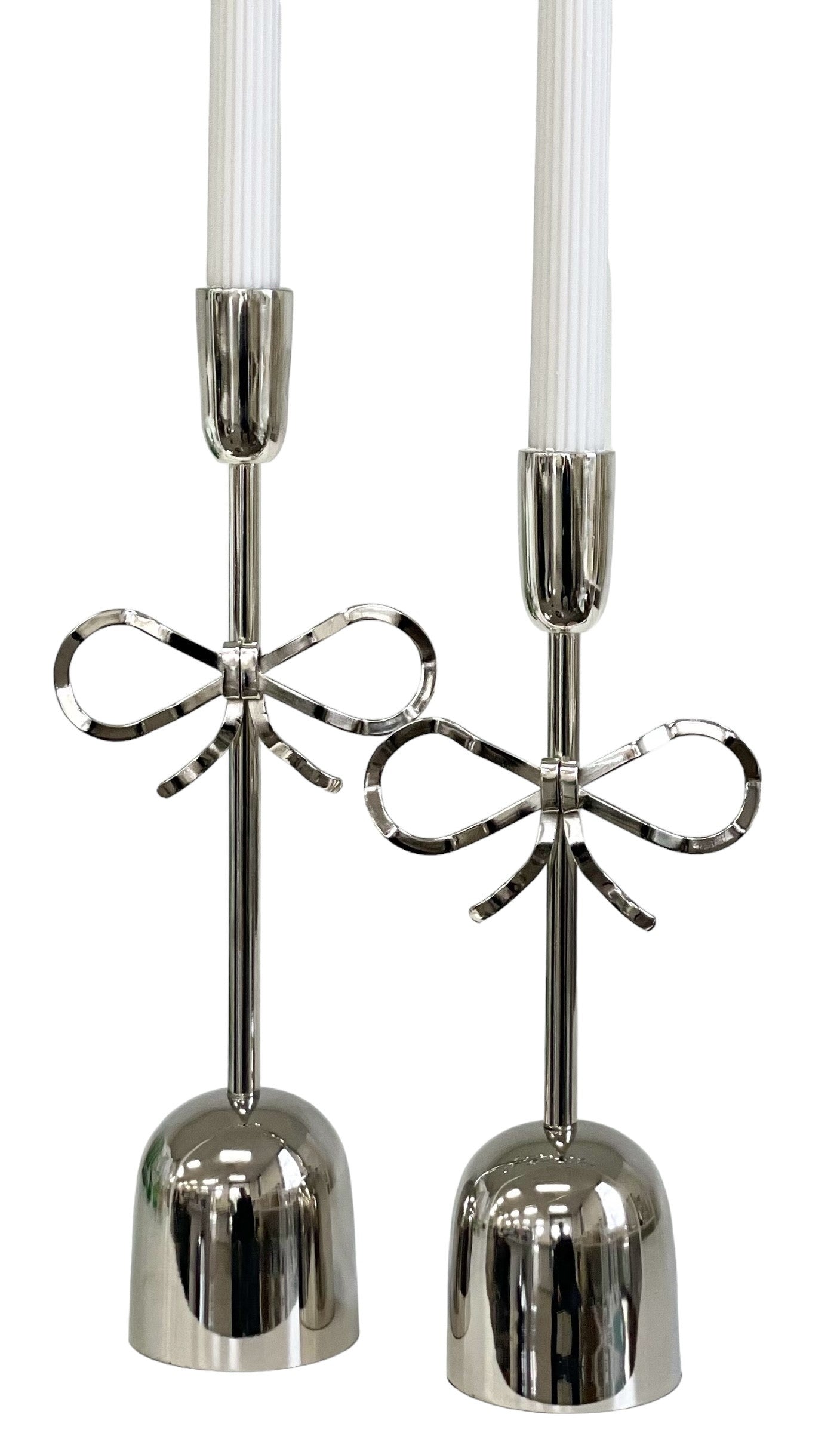 192F Bow Candle Stand Nickel Medium 35Cm X 4Cm