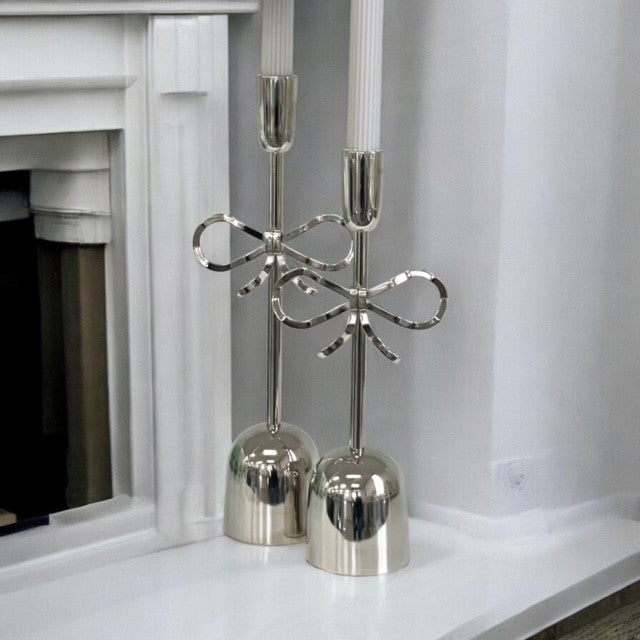 192F Bow Candle Stand Nickel Medium 35Cm X 4Cm