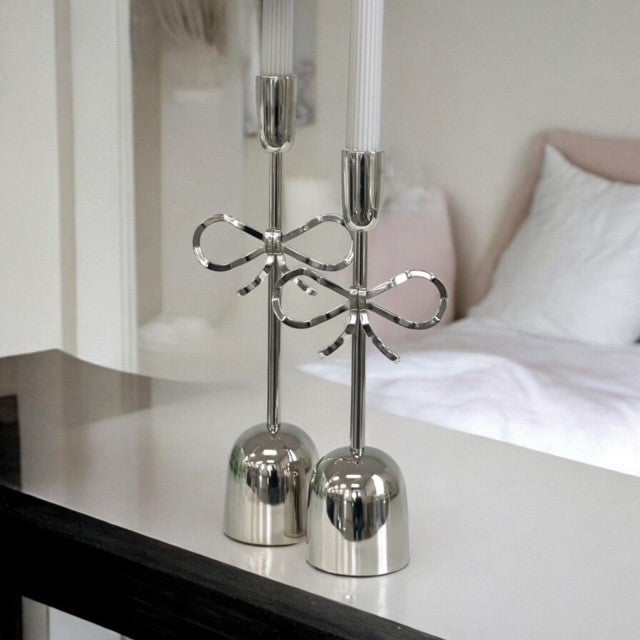 192F Bow Candle Stand Nickel Medium 35Cm X 4Cm