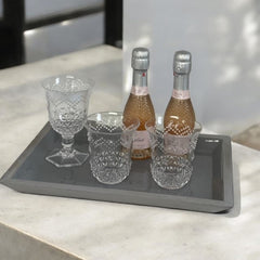 192H Grey Enamel Timber Rect Tray 36Cm