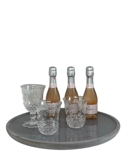 192J Grey Enamel Timber Round Platter 41Cm