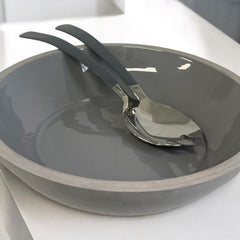 192L Grey Enamel Round Timber Bowl 36Cm