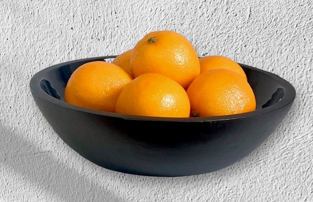 192N Black Enamel Round Timber Bowl 31Cm