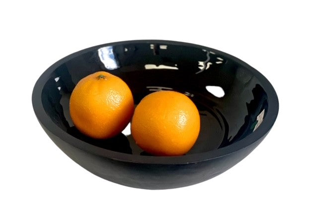 192N Black Enamel Round Timber Bowl 31Cm