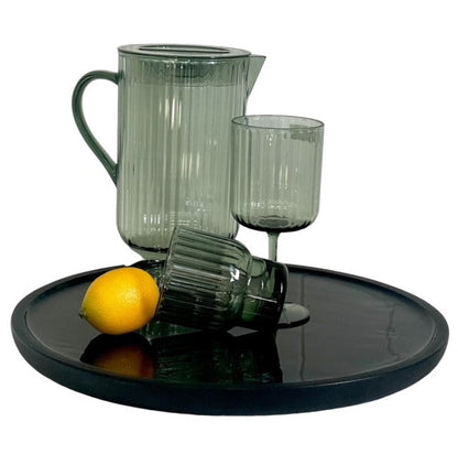 192Q Black Enamel Round Timber Platter 41Cm