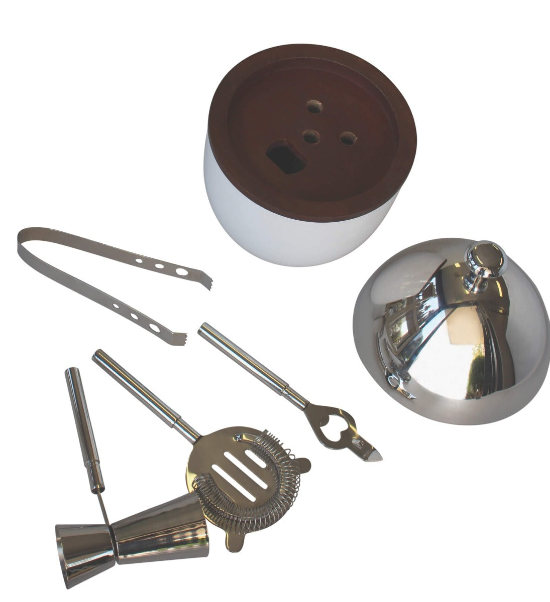 196H - Party Egg White And Stnless Cocktail Set