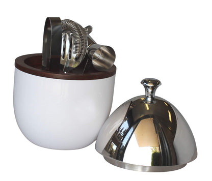 196H - Party Egg White And Stnless Cocktail Set