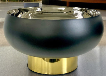 197A Round Black Bowl W/Gold Base 28Cm