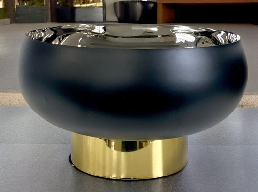 197A Round Black Bowl W/Gold Base 28Cm
