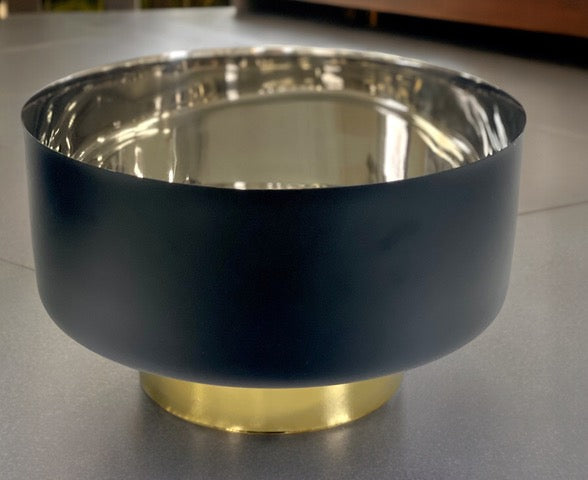 197 Stainless Steel Straight Black Bowl W/Gold Base 28Cm
