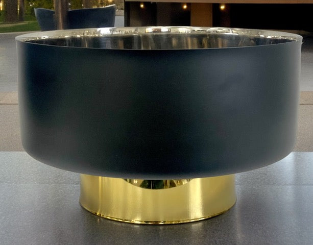 197 Stainless Steel Straight Black Bowl W/Gold Base 28Cm