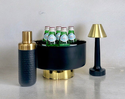 197 Stainless Steel Straight Black Bowl W/Gold Base 28Cm