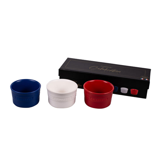 Chasseur 3-Piece Ramekin Set - Matte Finish - Blue, White, Red