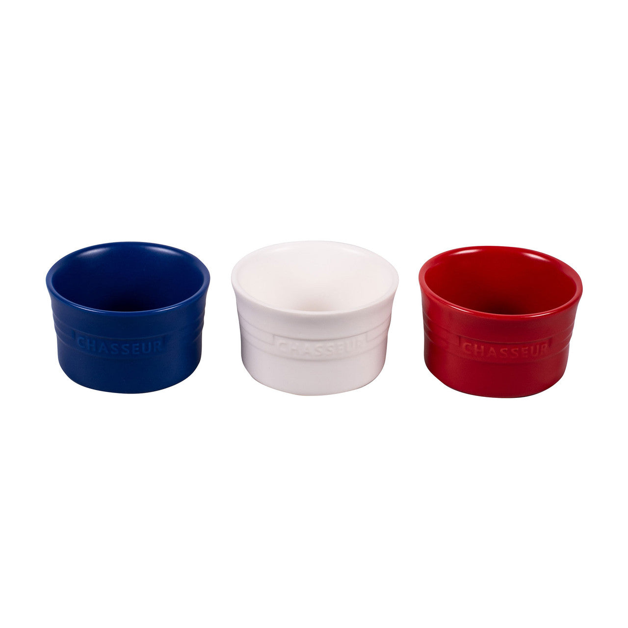 Chasseur 3-Piece Ramekin Set - Matte Finish - Blue, White, Red