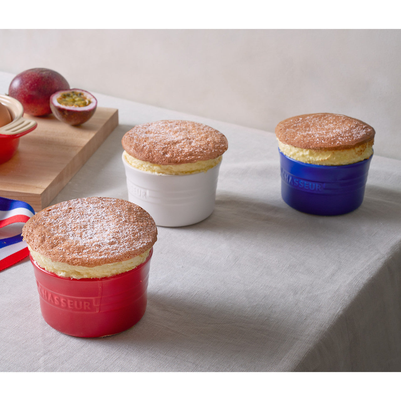 Chasseur 3-Piece Ramekin Set - Matte Finish - Blue, White, Red