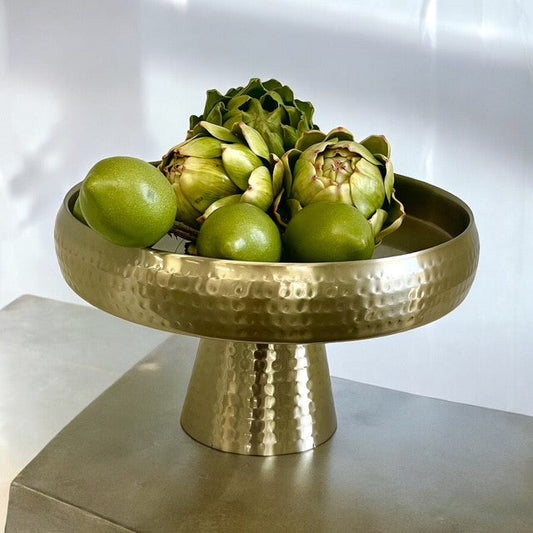 198D - Gold Hammered Cake Stand 32Cm