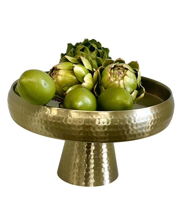 198D - Gold Hammered Cake Stand 32Cm
