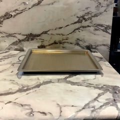 198E - Hammered Rectangle Tray Gold 46X33Cm