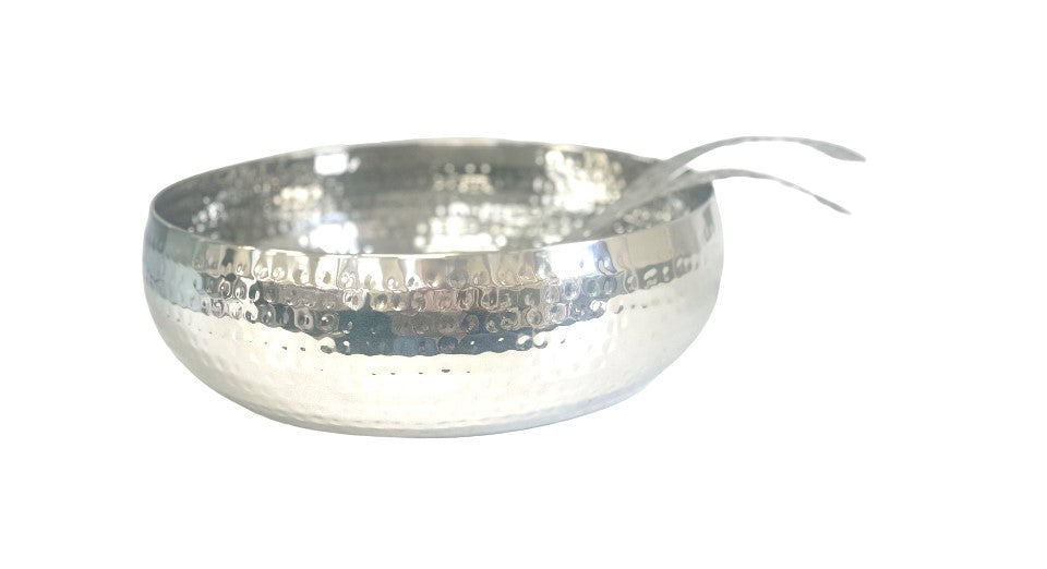 198K Stainless Steel Single Wall Hammered Salad Bowl  28Cm