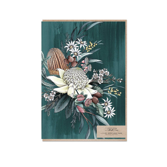 Florist Bouquet in Teal Card