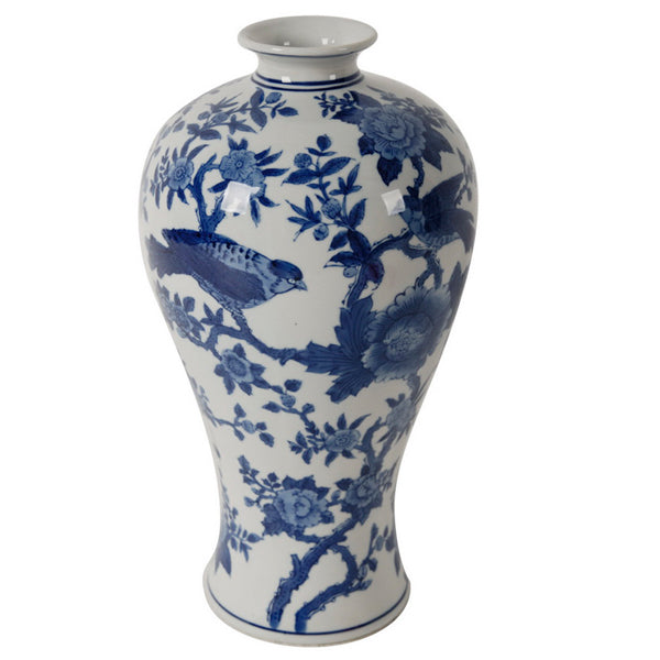 燕子花瓶 中号 蓝白色鸟形花瓶