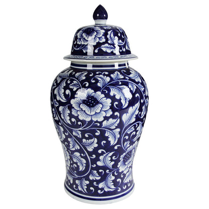 Trellis Ginger Jar Tall It Is 45Cm Tall Most Popular. Blue & White Ceramic Ginger Jar With Elegant Leaf And Bloom Pattern