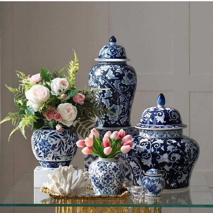 Trellis Ginger Jar Tall It Is 45Cm Tall Most Popular. Blue & White Ceramic Ginger Jar With Elegant Leaf And Bloom Pattern