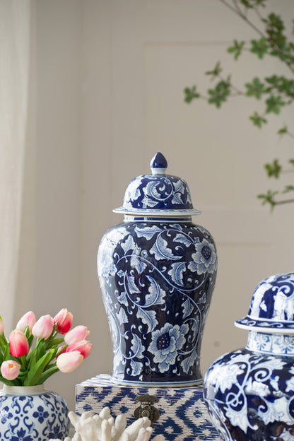 Trellis Ginger Jar Tall It Is 45Cm Tall Most Popular. Blue & White Ceramic Ginger Jar With Elegant Leaf And Bloom Pattern