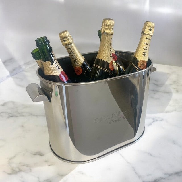 200C Oval Stainless 6 Bottle Bucket "C'Est La Vie" 35X23X21