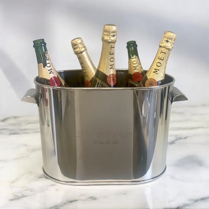 200C Oval Stainless 6 Bottle Bucket "C'Est La Vie" 35X23X21