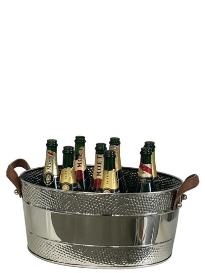 201B Oval Bucket W/Leather Handles And Dot Detail 46X36X21