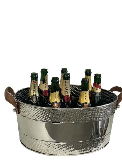 201B Oval Bucket W/Leather Handles And Dot Detail 46X36X21