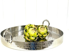 201Q - Hammered Round Tray W/Rings 45X45X11
