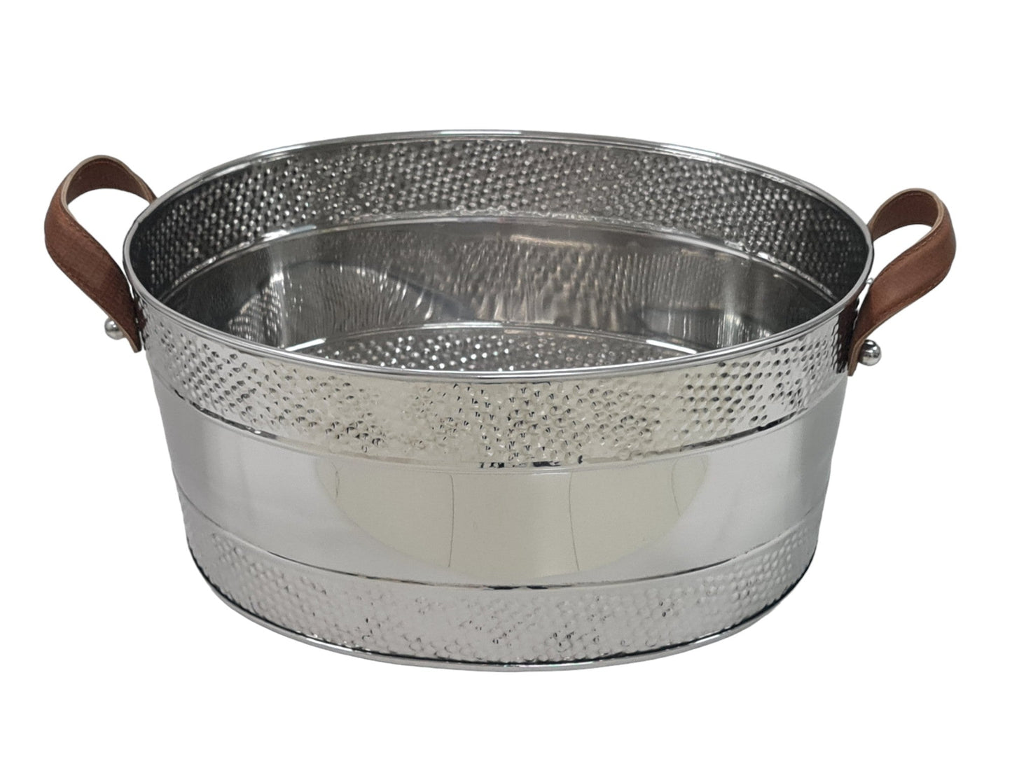 201B Oval Bucket W/Leather Handles And Dot Detail 46X36X21